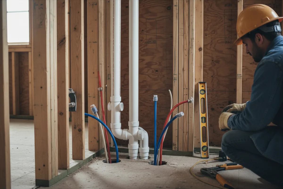 Drain and supply rough-in during Drain Cleaning in Belfair